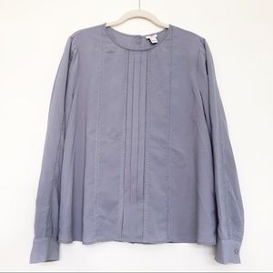 J.Crew Factory Gray Blouse with Lace Size L
